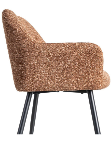 Fauteuil de table moderne chic en Tissu Ocre Chiné Métal Noir Olvian (Lot de 2) - 6