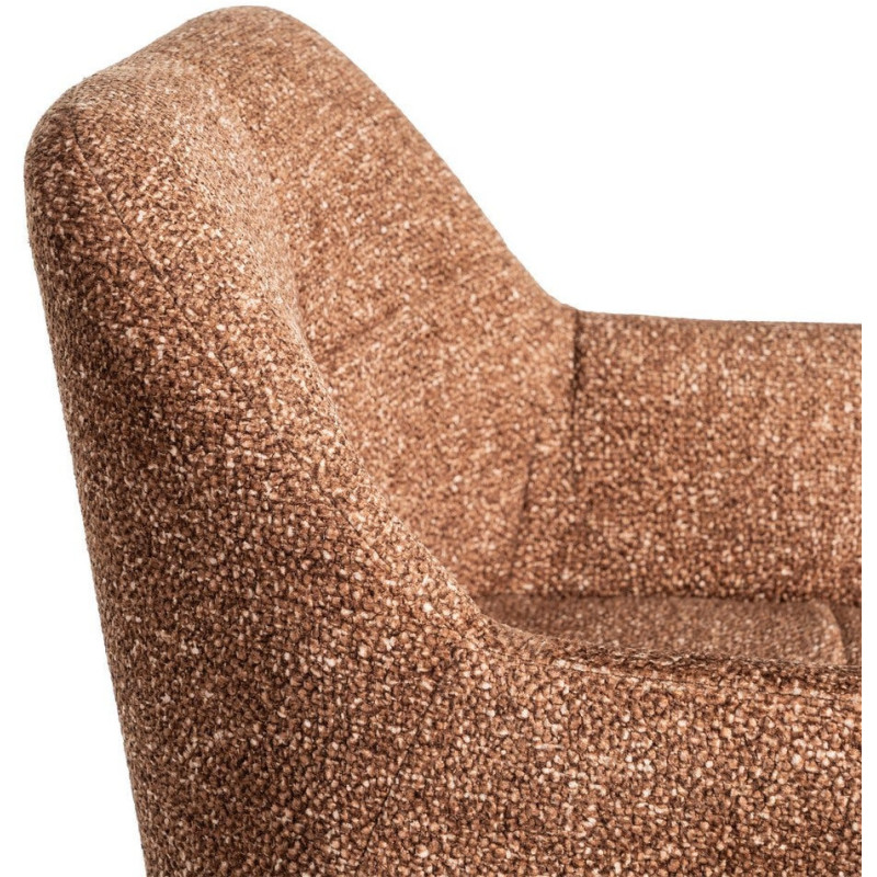 Fauteuil de table moderne chic en Tissu Ocre Chiné Métal Noir Olvian (Lot de 2) - 7