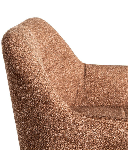 Fauteuil de table moderne chic en Tissu Ocre Chiné Métal Noir Olvian (Lot de 2) - 7