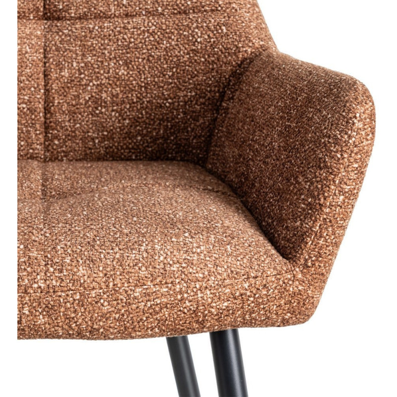 Fauteuil de table moderne chic en Tissu Ocre Chiné Métal Noir Olvian (Lot de 2) - 8