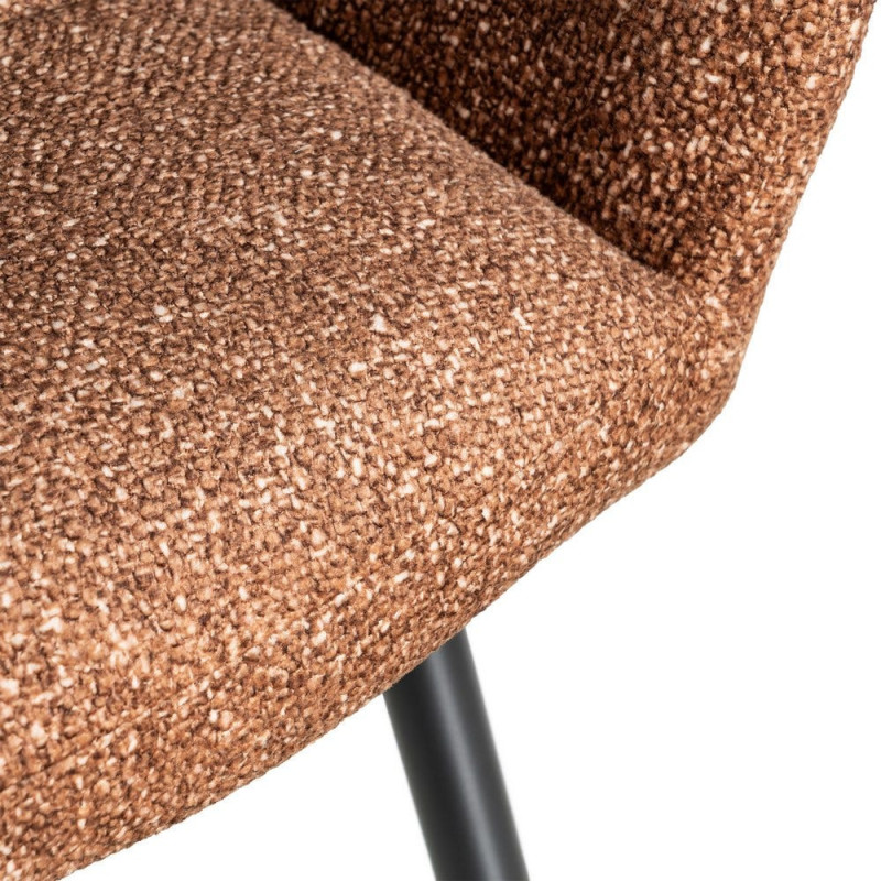 Fauteuil de table moderne chic en Tissu Ocre Chiné Métal Noir Olvian (Lot de 2) - 10
