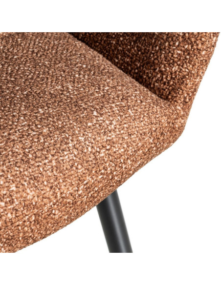 Fauteuil de table moderne chic en Tissu Ocre Chiné Métal Noir Olvian (Lot de 2) - 10