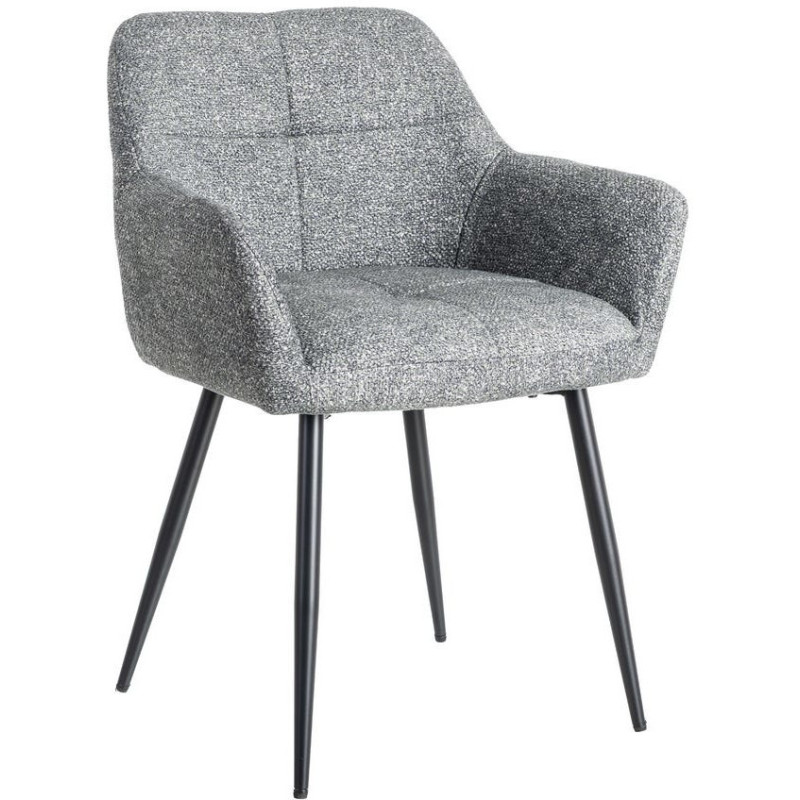 Fauteuil de table moderne chic en Tissu Vert Chiné Métal Noir Olvian (Lot de 2) - 1