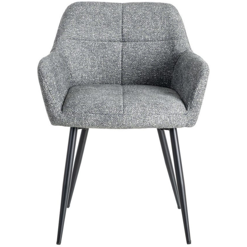 Fauteuil de table moderne chic en Tissu Vert Chiné Métal Noir Olvian (Lot de 2) - 2