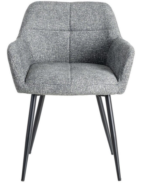 Fauteuil de table moderne chic en Tissu Vert Chiné Métal Noir Olvian (Lot de 2) - 2