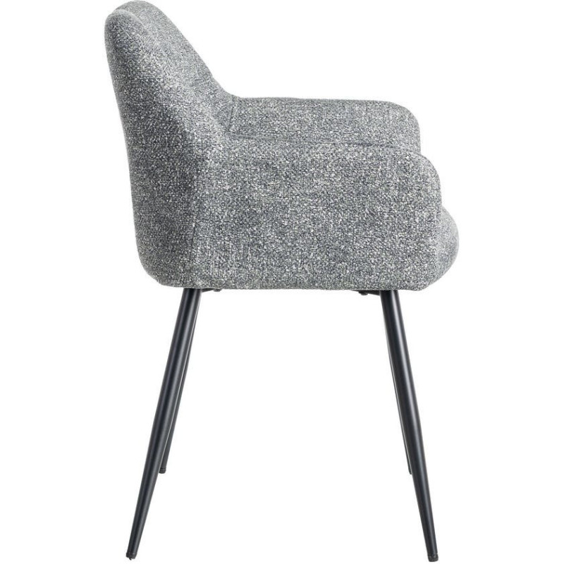 Fauteuil de table moderne chic en Tissu Vert Chiné Métal Noir Olvian (Lot de 2) - 3