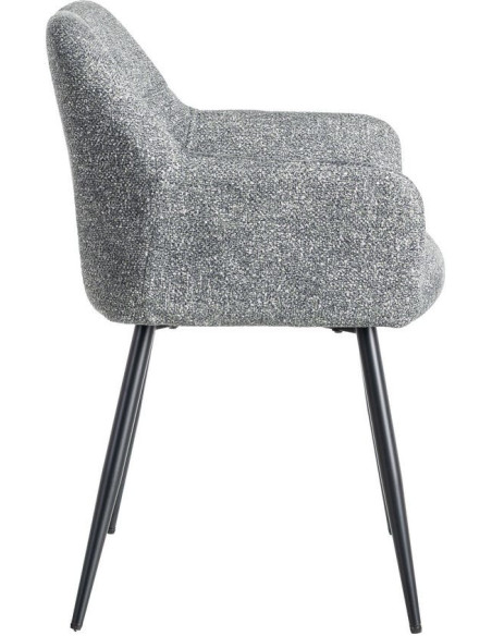 Fauteuil de table moderne chic en Tissu Vert Chiné Métal Noir Olvian (Lot de 2) - 3