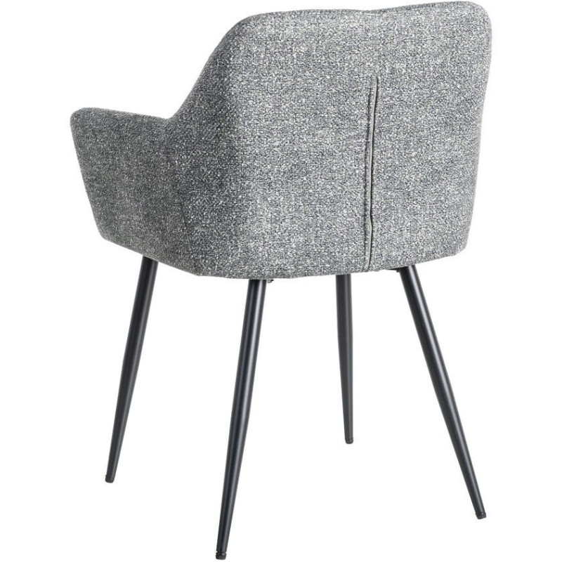 Fauteuil de table moderne chic en Tissu Vert Chiné Métal Noir Olvian (Lot de 2) - 4