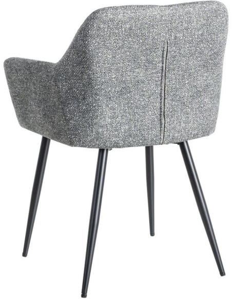 Fauteuil de table moderne chic en Tissu Vert Chiné Métal Noir Olvian (Lot de 2) - 4