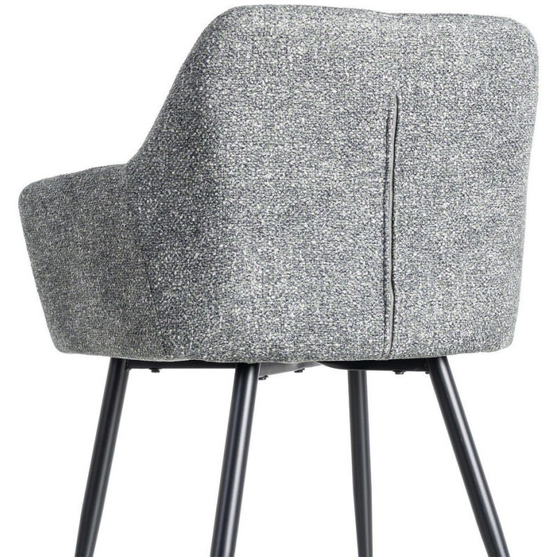 Fauteuil de table moderne chic en Tissu Vert Chiné Métal Noir Olvian (Lot de 2) - 5