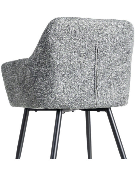 Fauteuil de table moderne chic en Tissu Vert Chiné Métal Noir Olvian (Lot de 2) - 5
