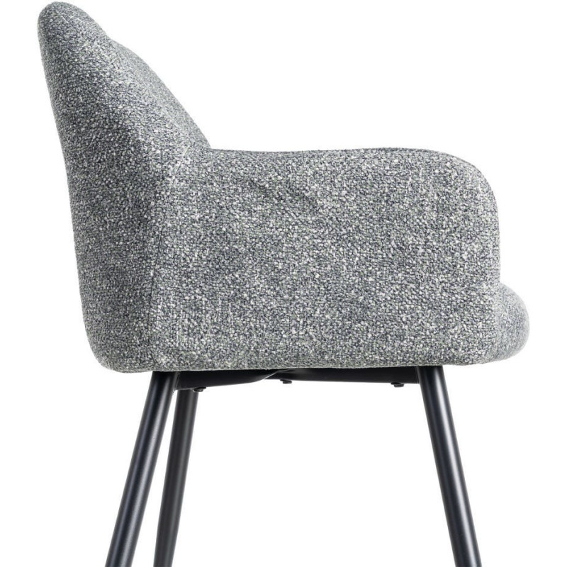 Fauteuil de table moderne chic en Tissu Vert Chiné Métal Noir Olvian (Lot de 2) - 6