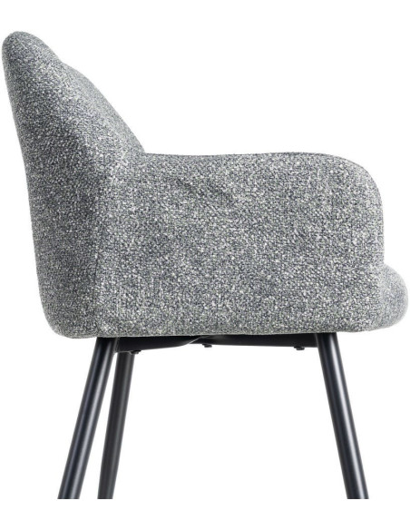 Fauteuil de table moderne chic en Tissu Vert Chiné Métal Noir Olvian (Lot de 2) - 6