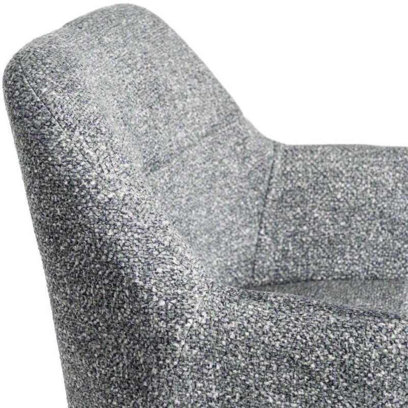 Fauteuil de table moderne chic en Tissu Vert Chiné Métal Noir Olvian (Lot de 2) - 7