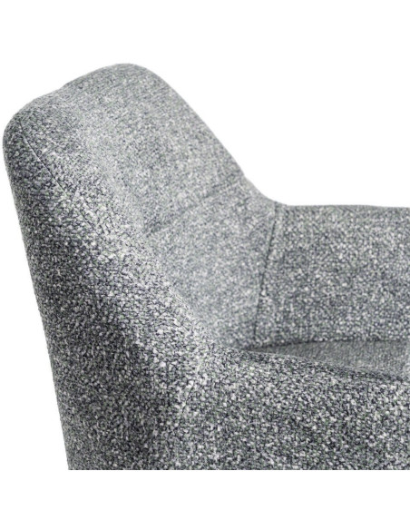 Fauteuil de table moderne chic en Tissu Vert Chiné Métal Noir Olvian (Lot de 2) - 7