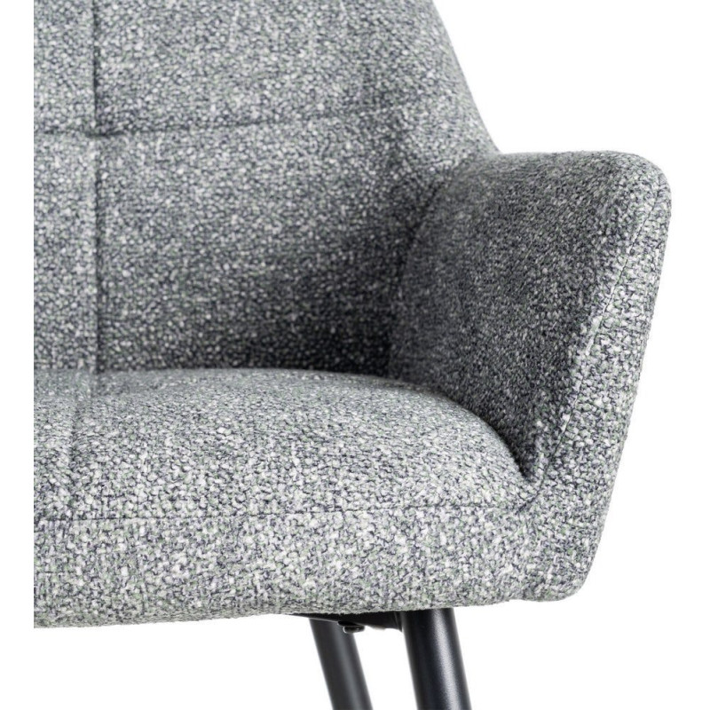 Fauteuil de table moderne chic en Tissu Vert Chiné Métal Noir Olvian (Lot de 2) - 8