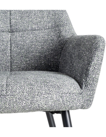 Fauteuil de table moderne chic en Tissu Vert Chiné Métal Noir Olvian (Lot de 2) - 8