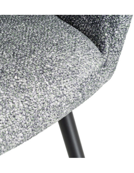 Fauteuil de table moderne chic en Tissu Vert Chiné Métal Noir Olvian (Lot de 2) - 10