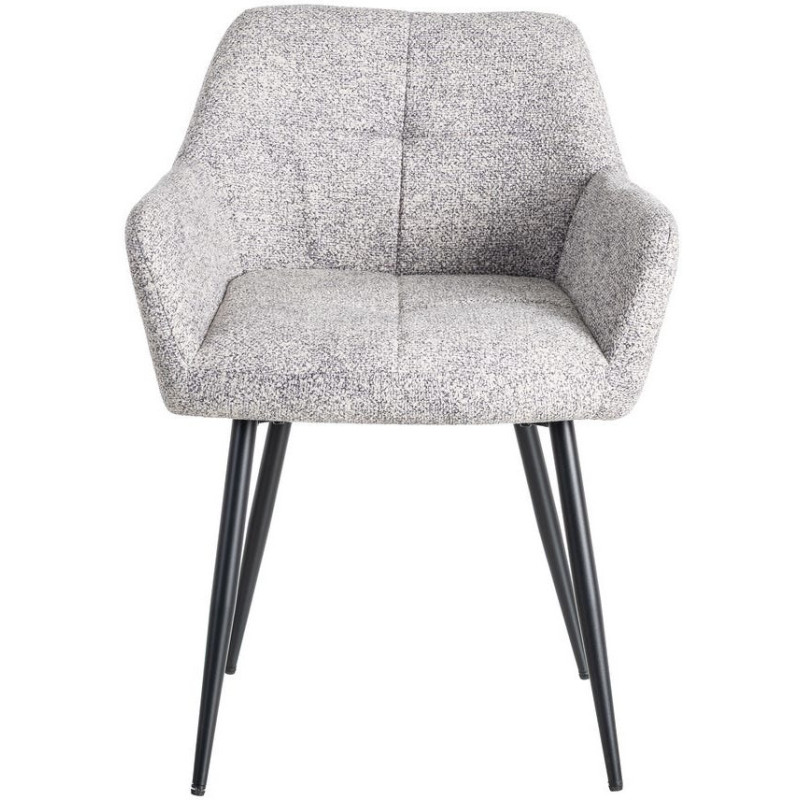 Fauteuil de table moderne chic en Tissu Gris blanc Chiné Métal Noir Olvian (Lot de 2) - 2