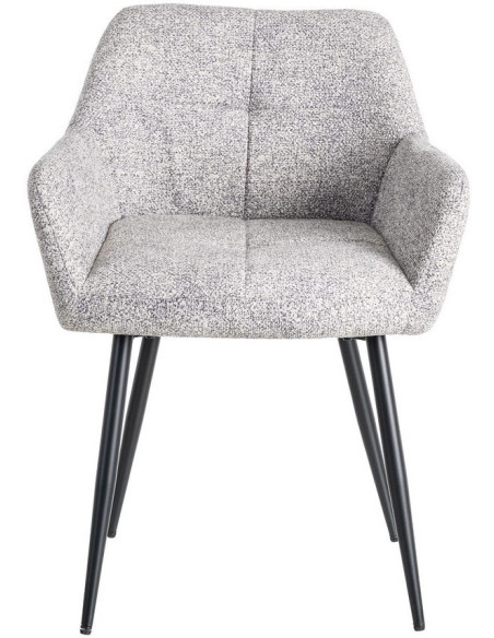 Fauteuil de table moderne chic en Tissu Gris blanc Chiné Métal Noir Olvian (Lot de 2) - 2