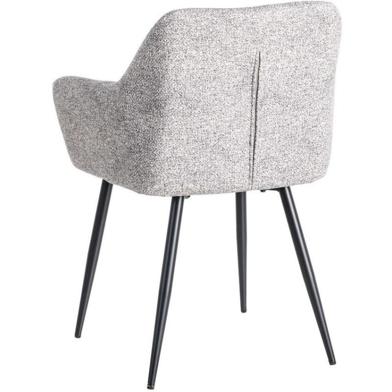 Fauteuil de table moderne chic en Tissu Gris blanc Chiné Métal Noir Olvian (Lot de 2) - 4