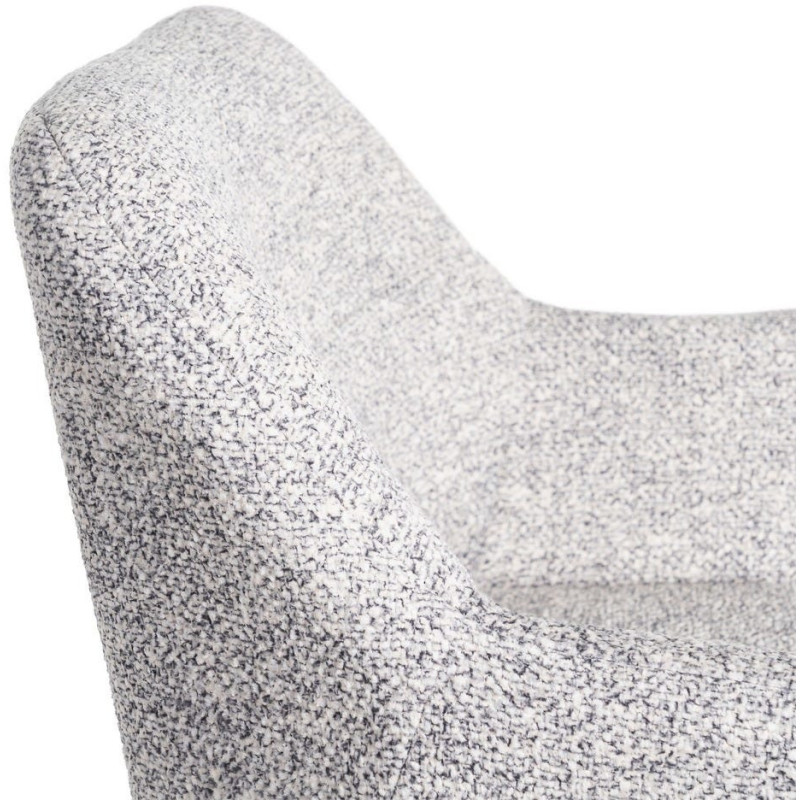 Fauteuil de table moderne chic en Tissu Gris blanc Chiné Métal Noir Olvian (Lot de 2) - 7