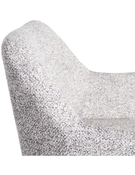 Fauteuil de table moderne chic en Tissu Gris blanc Chiné Métal Noir Olvian (Lot de 2) - 7