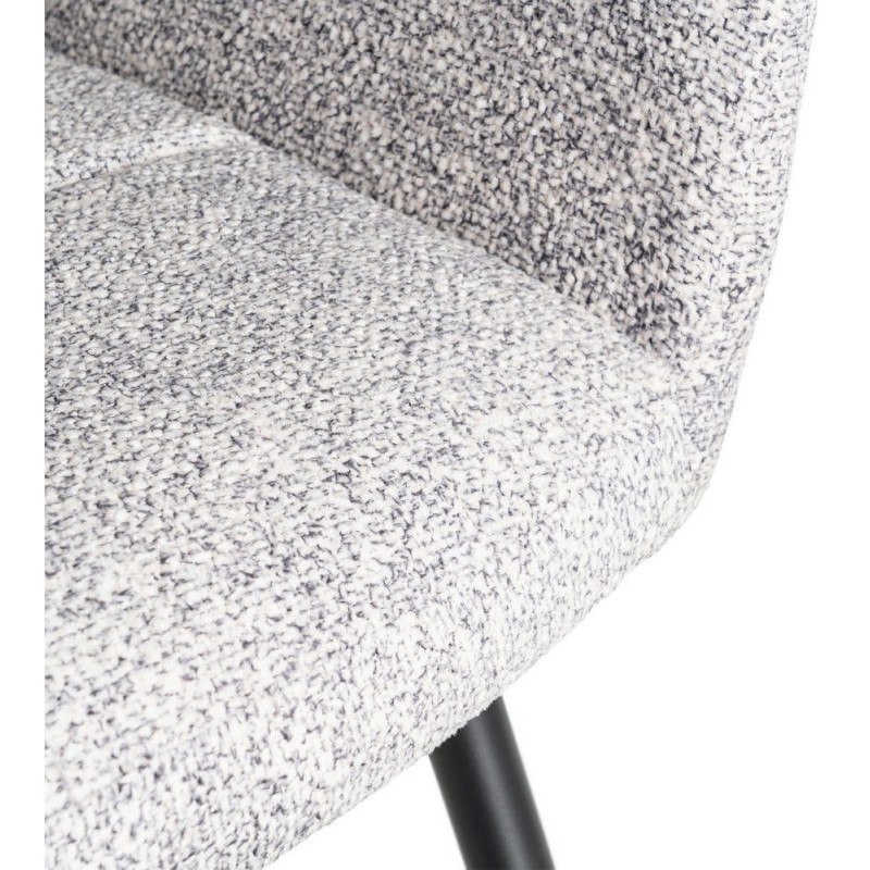 Fauteuil de table moderne chic en Tissu Gris blanc Chiné Métal Noir Olvian (Lot de 2) - 10