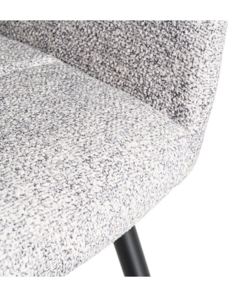 Fauteuil de table moderne chic en Tissu Gris blanc Chiné Métal Noir Olvian (Lot de 2) - 10