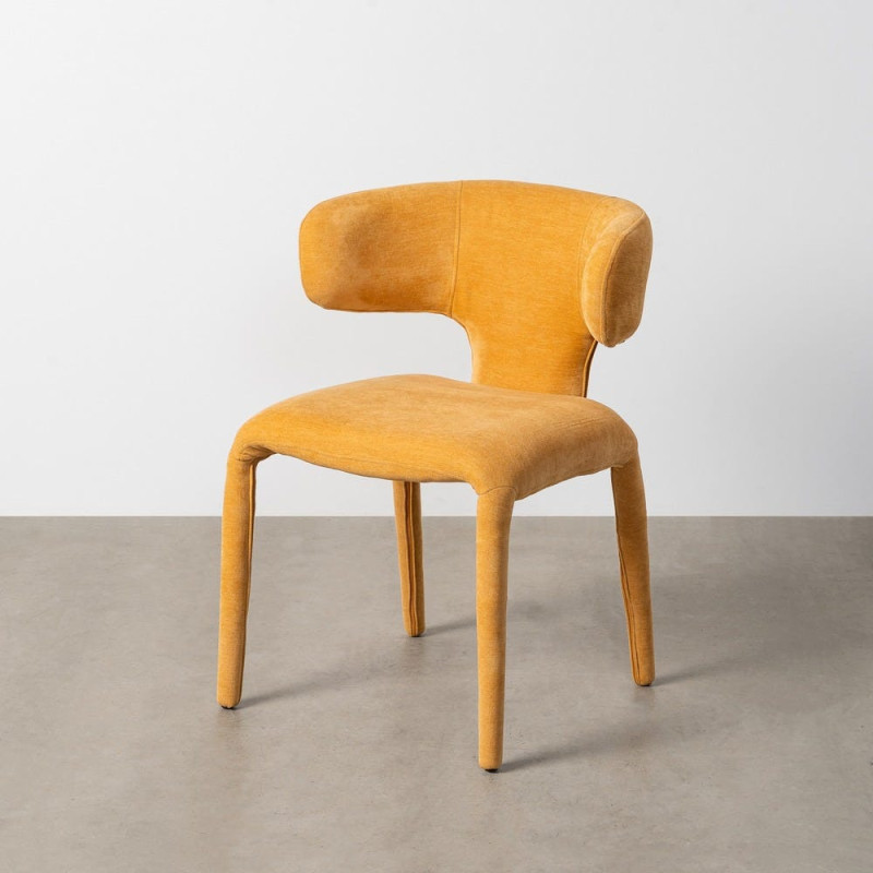 Chaise organique minimaliste en Tissu Jaune moutarde Halina (Lot de 2) - 11