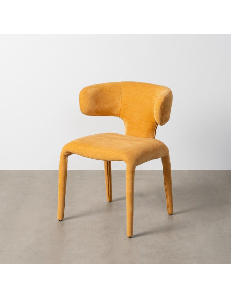 Chaise organique minimaliste en Tissu Jaune moutarde Halina (Lot de 2) - 11