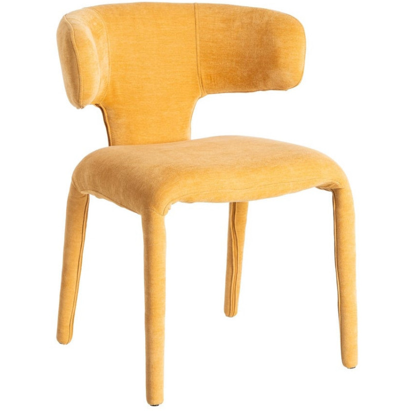 Chaise organique minimaliste en Tissu Jaune moutarde Halina (Lot de 2) - 1