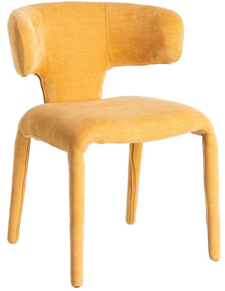 Chaise organique minimaliste en Tissu Jaune moutarde Halina (Lot de 2) - 1