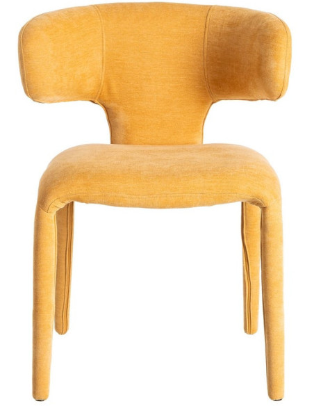 Chaise organique minimaliste en Tissu Jaune moutarde Halina (Lot de 2) - 2