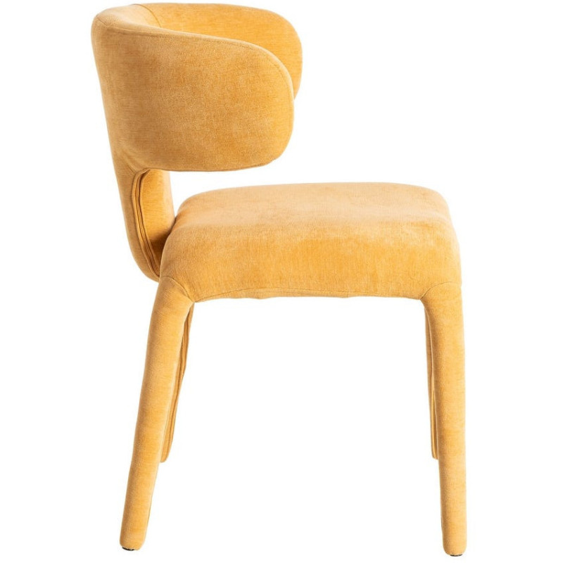 Chaise organique minimaliste en Tissu Jaune moutarde Halina (Lot de 2) - 3