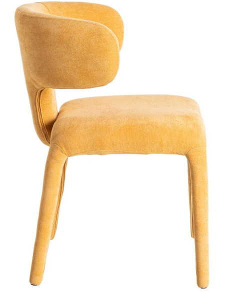 Chaise organique minimaliste en Tissu Jaune moutarde Halina (Lot de 2) - 3
