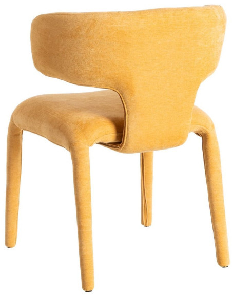 Chaise organique minimaliste en Tissu Jaune moutarde Halina (Lot de 2) - 4