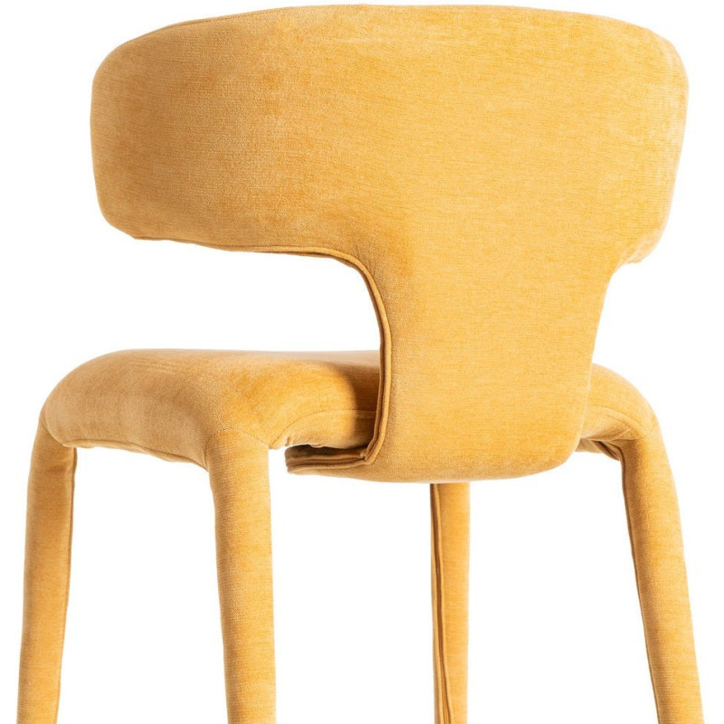 Chaise organique minimaliste en Tissu Jaune moutarde Halina (Lot de 2) - 5