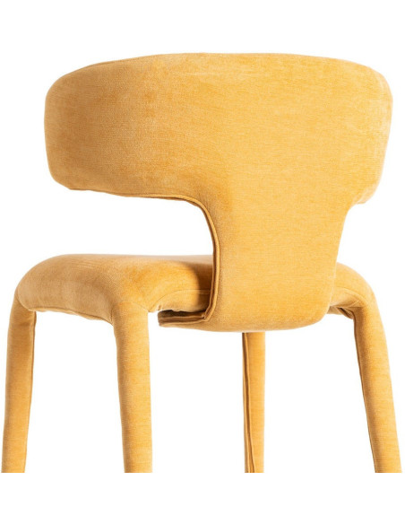 Chaise organique minimaliste en Tissu Jaune moutarde Halina (Lot de 2) - 5