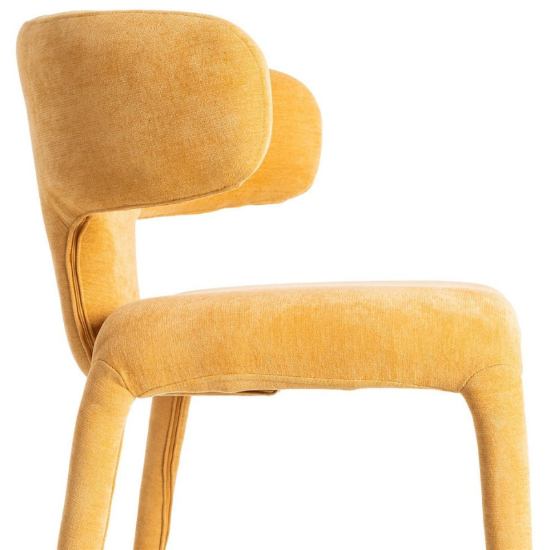 Chaise organique minimaliste en Tissu Jaune moutarde Halina (Lot de 2) - 6