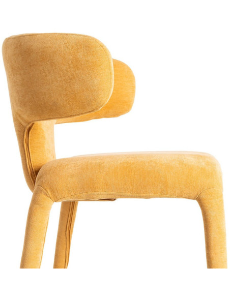 Chaise organique minimaliste en Tissu Jaune moutarde Halina (Lot de 2) - 6