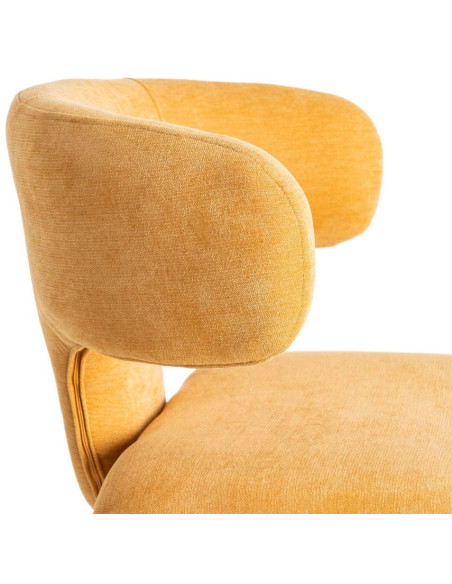 Chaise organique minimaliste en Tissu Jaune moutarde Halina (Lot de 2) - 7
