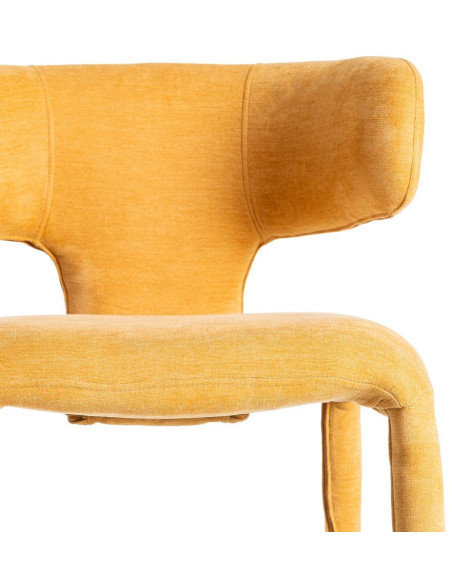Chaise organique minimaliste en Tissu Jaune moutarde Halina (Lot de 2) - 8