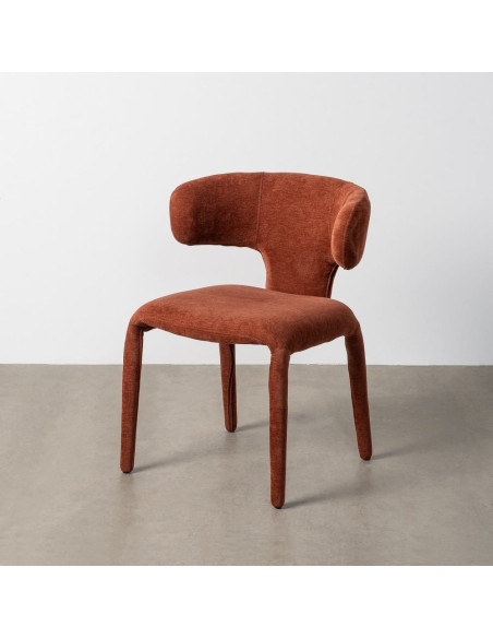 Chaise organique minimaliste en Tissu Rouge brique Halina (Lot de 2) - 11