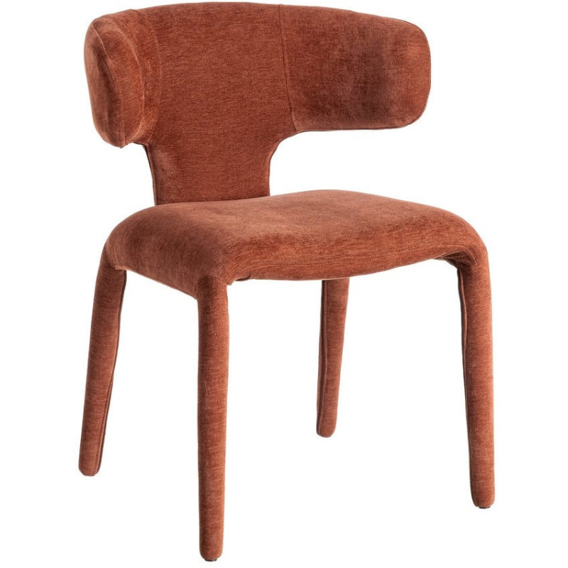 Chaise organique minimaliste en Tissu Rouge brique Halina (Lot de 2) - 1