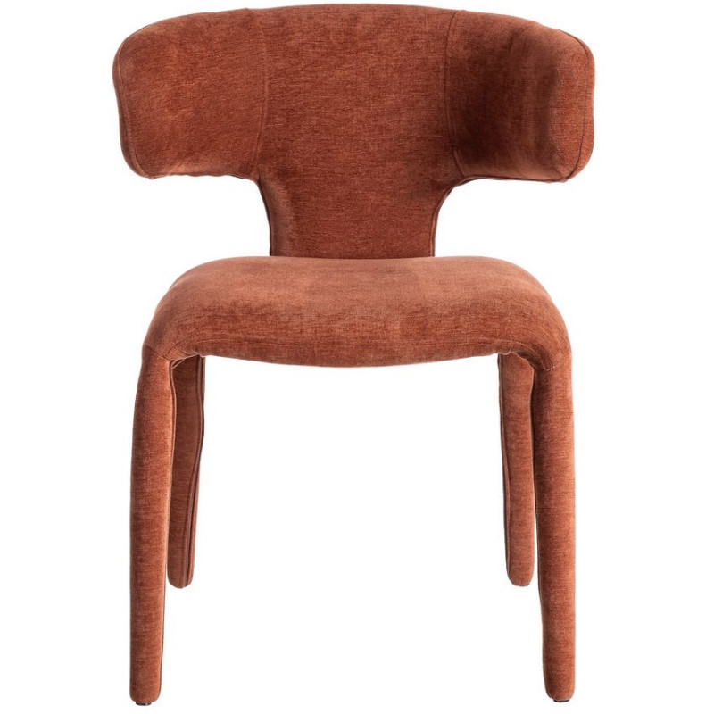 Chaise organique minimaliste en Tissu Rouge brique Halina (Lot de 2) - 2