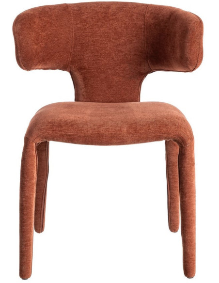Chaise organique minimaliste en Tissu Rouge brique Halina (Lot de 2) - 2