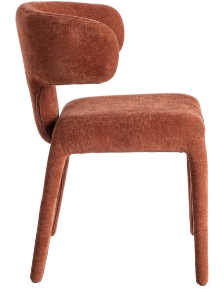Chaise organique minimaliste en Tissu Rouge brique Halina (Lot de 2) - 3