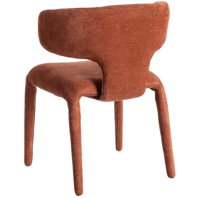 Chaise organique minimaliste en Tissu Rouge brique Halina (Lot de 2) - 4