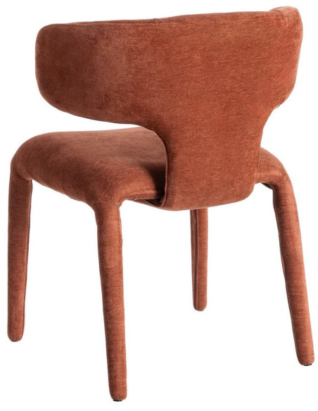 Chaise organique minimaliste en Tissu Rouge brique Halina (Lot de 2) - 4